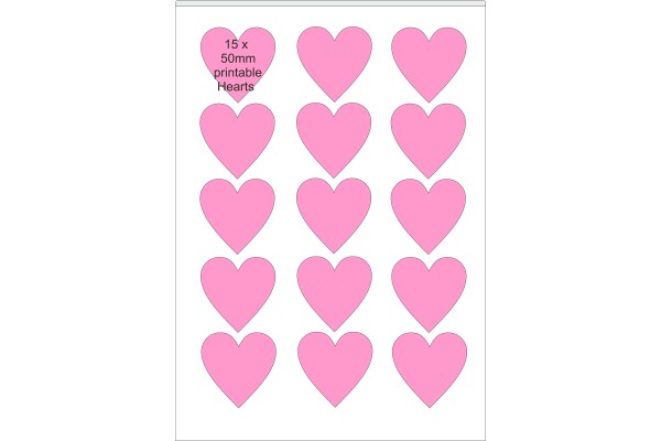24 x A4 Printable Edible Icing Sheets with 15 Pre-cut 50mm Hearts per Sheet.