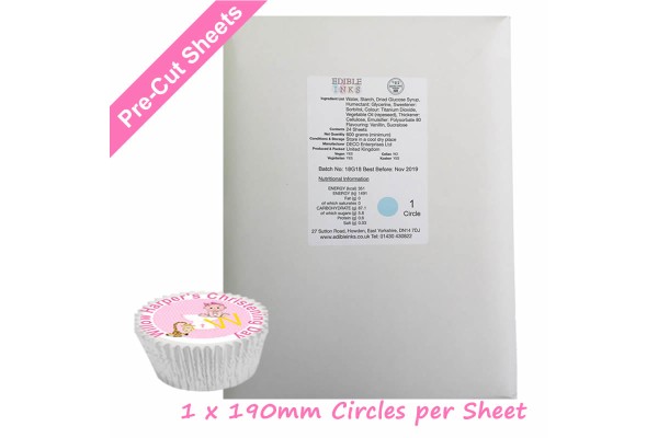 24 x A4 Printable Edible Icing Sheets with 1 Pre-cut 190mm (7.5") Circle per Sheet