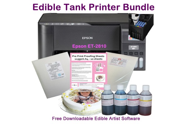 A4 Edible Hobby Printer Bundle based on an Epson ET-2810 Multi-Function Eco-Tank Printer