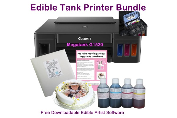 Edible G1520 Ink Tank Printer Bundle with HobbyPrint® ink, and Icing Sheets -  Set up Ready to Print Option Available