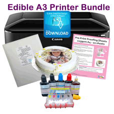 Edible A3 Printer Bundle, IX6850, Pre-Filled Refillable Cartridges, Edible Ink, Icing Sheets - Add Icing/Wafer Options