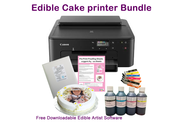 Edible A4 Printer Bundle, TS705, With Refillable Cartridges, Edible Ink & Icing Sheets Options