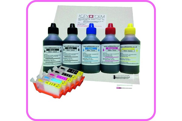 Edible Printer Refillable Cartridge Accessory Kit for Canon PGI-525 with Icing Sheets.