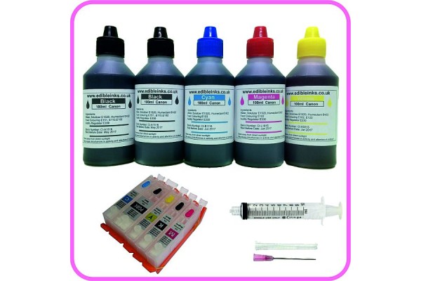 Edible Refillable ink Cartridge Kit with 400ml Edible ink for Canon PGI-525/CLI-526