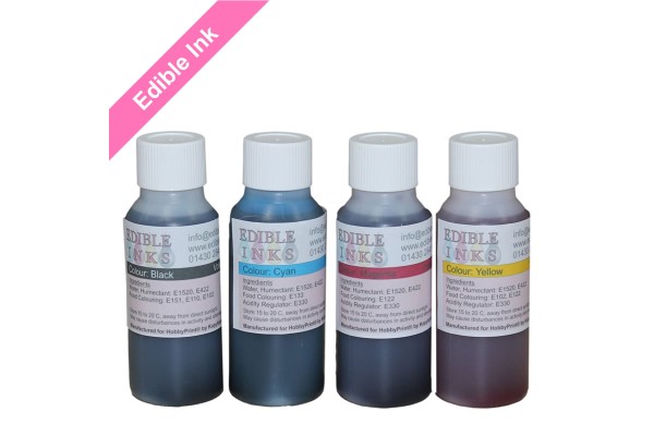 200ml Bottled Edible Ink for Canon Printers - 4 x 50ml Set of CMYK.