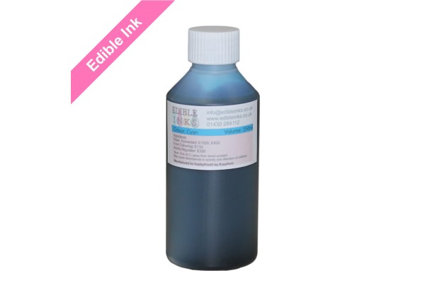 250ml Bottle of Cyan Edible Ink for Canon Printers.