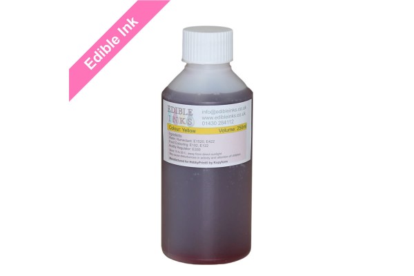 250ml Bottle of Yellow Edible Ink for Canon Printers.