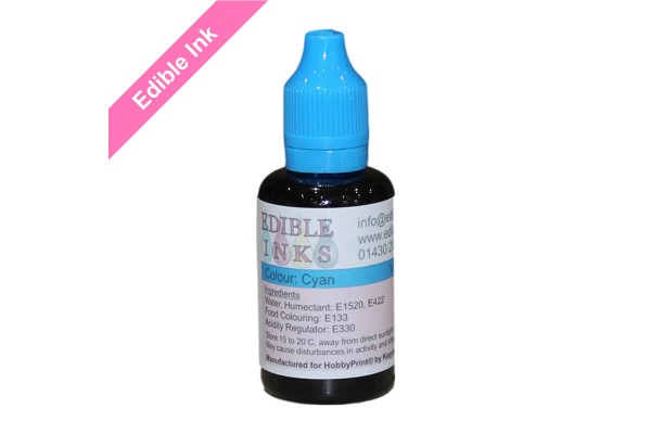 30ml Bottle of Cyan Edible Ink for Canon Printers.
