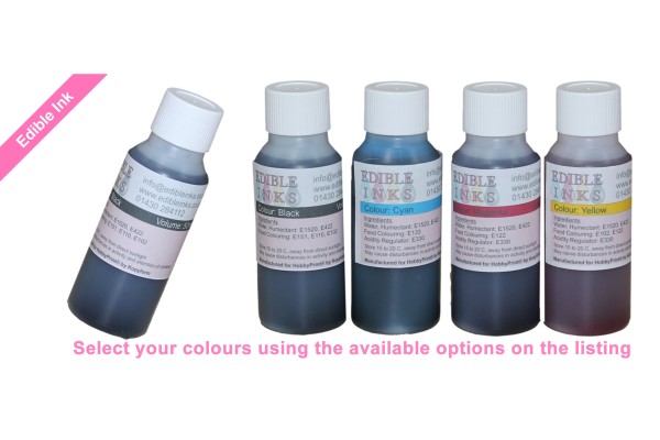 Edible ink in 50ml Bottles for Canon Printers, Select ink colours, HobbyPrint® Brand